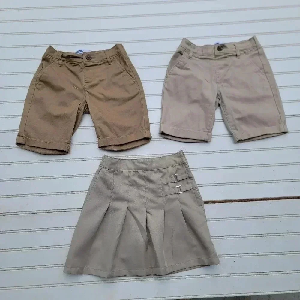 Lot Of 3 SCHOOL UNIFORM SKORTS Bermuda SHORTS BHPC Beige Khaki Sz 8
